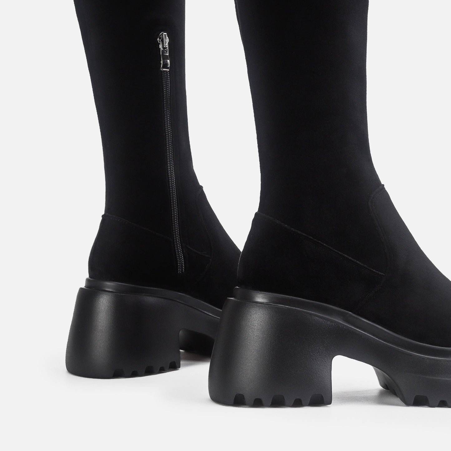 Women's Retro Western Cowboy Black Suede Over Boots