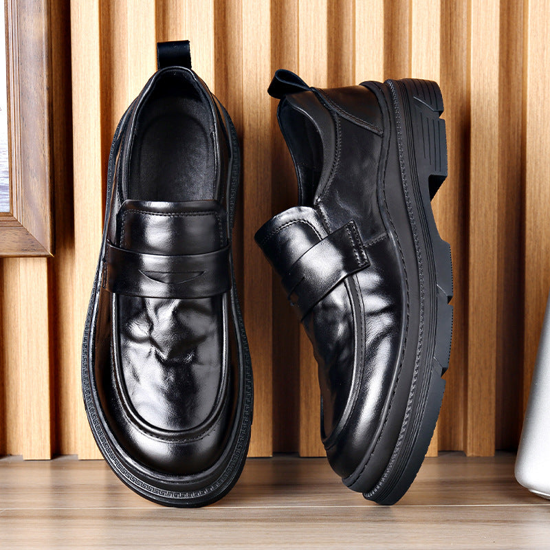 Men's Wedding Bridegroom First Layer Cowhide British Leather Shoes