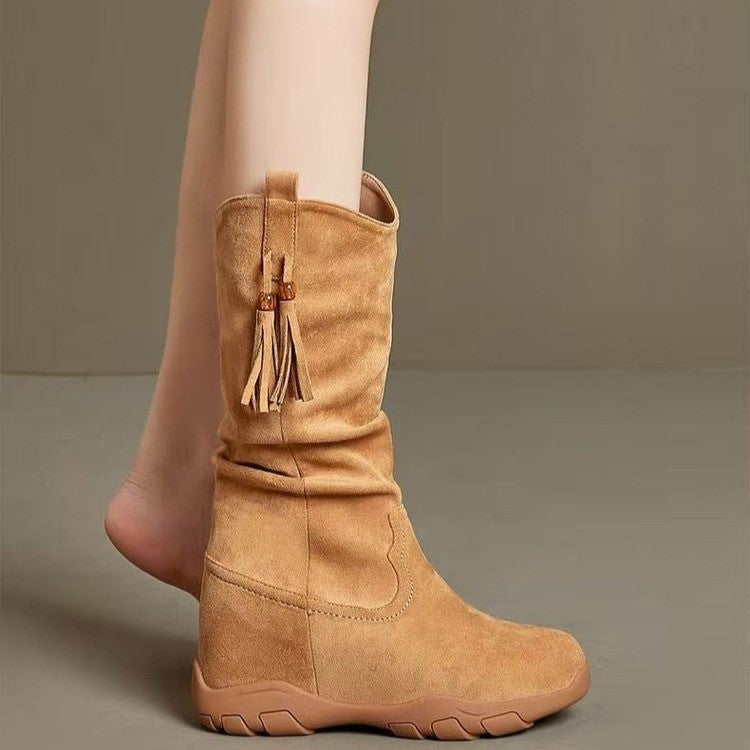 Below The Knee Long Female Autumn Retro Pile Style Platform Boots