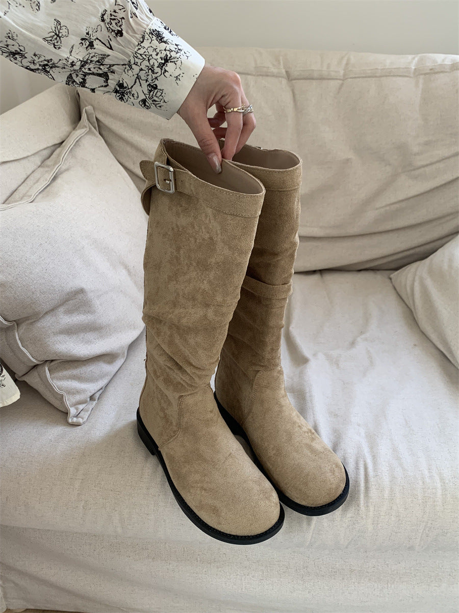 Women's Pile Style Tall Knight Retro Western Cowboy Below The Boots