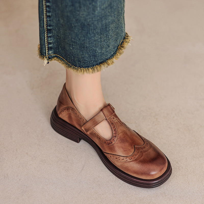 Sheepskin Size Retro Style Wipe Color Mary Women's Fashion Shoes