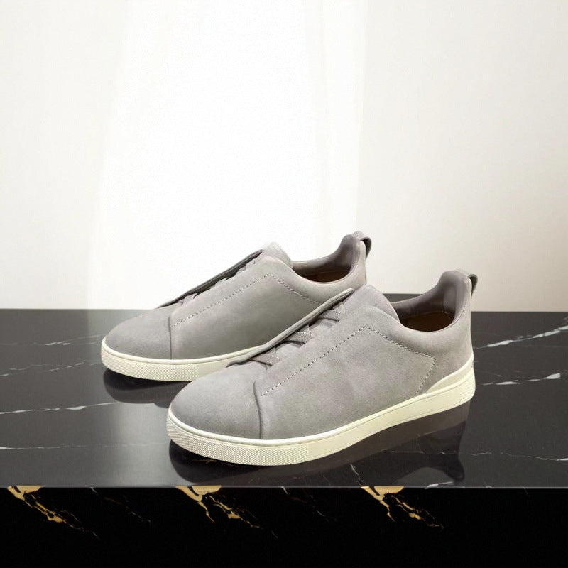 Men's Genia Top Layer Cowhide Slip-on Genuine Luxury Deerskin Men's Casual Leather Shoes