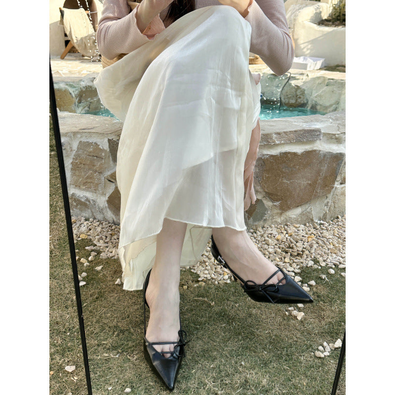 Women's Spring Pointed Toe Stiletto Temperament Slimming High Heeled Sandals