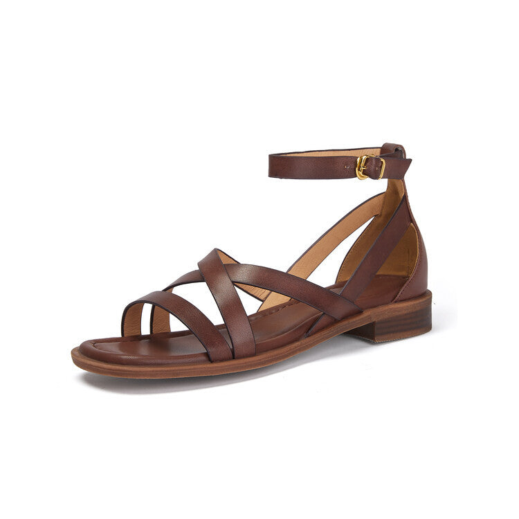 Women's Style Low Open Toe Round Pumps Summer Commute Leisure Flat Sandals