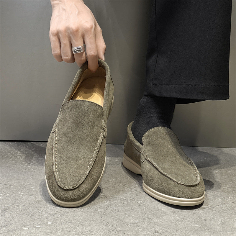 Men's Autumn Low-cut Suede Slip-on Matte Flat Bottom Slip Leather Shoes