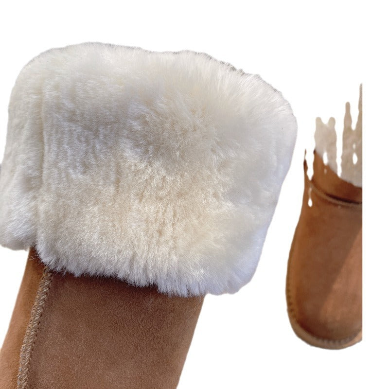 Button Two-way Female Winter Sheep Fur One Snow Boots