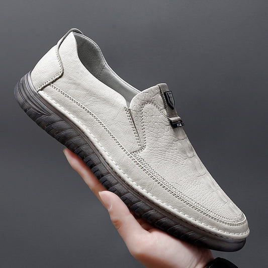 Men's Soft Bottom Slip On Crocodile Pattern Casual Shoes