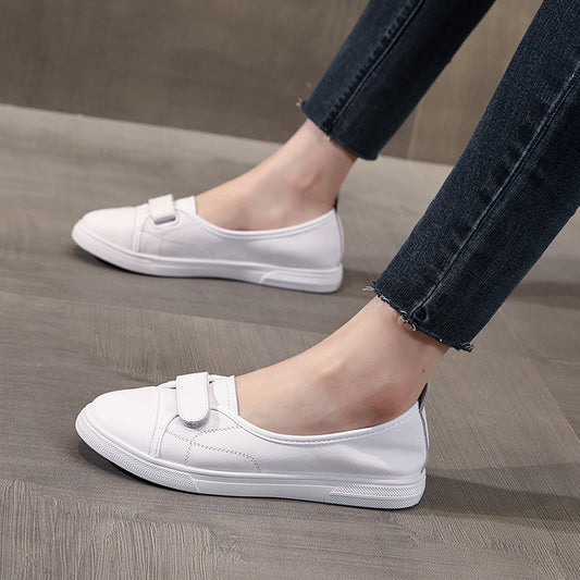 Women's Top Layer Cowhide Low-cut Authentic White Casual Shoes