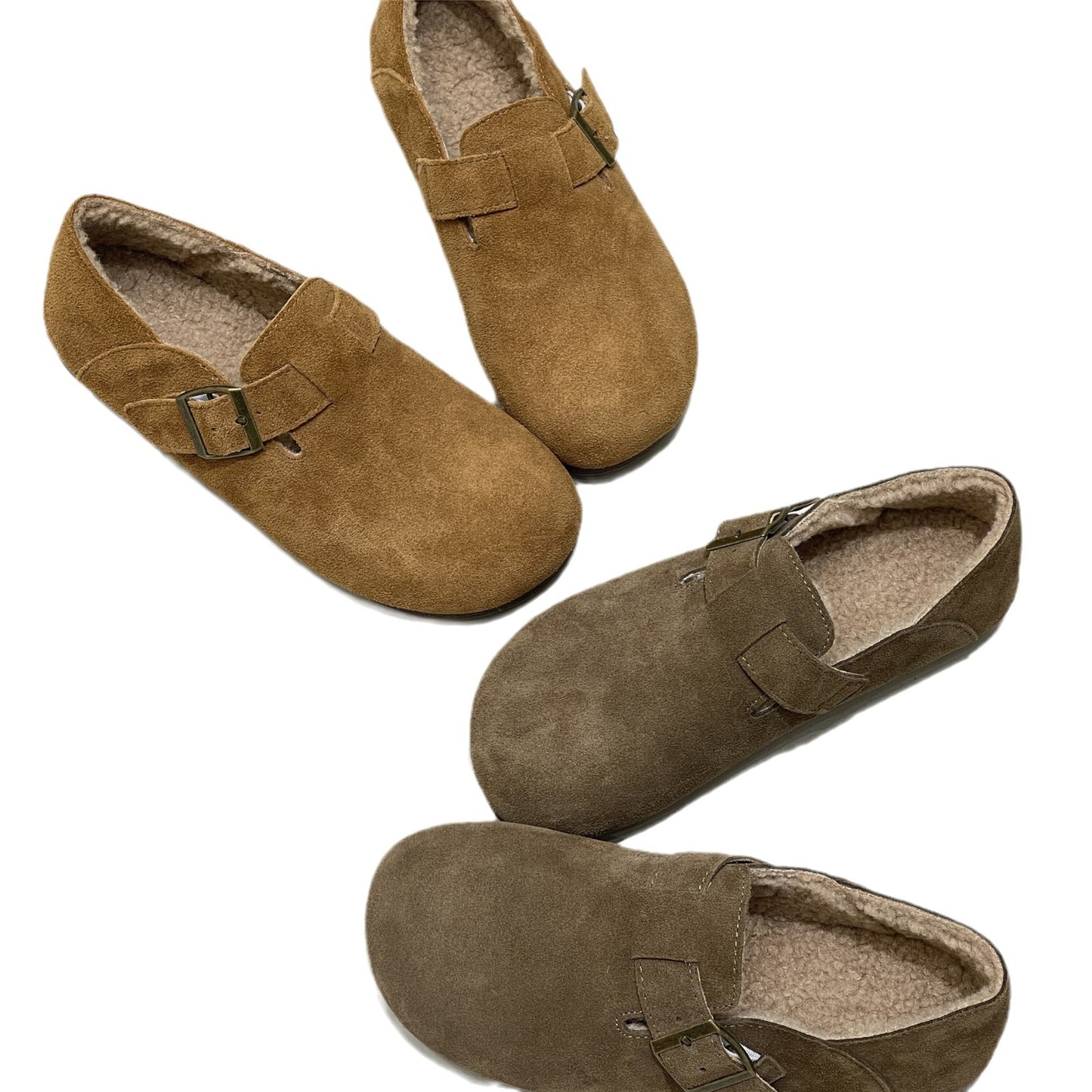 Women's Genuine Retro Slip-on Flat Bottom Fleece-lined Women's Shoes