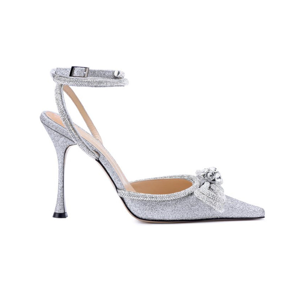 Women's Bow Rhinestone Pointed Toe Great Strap Women's Shoes