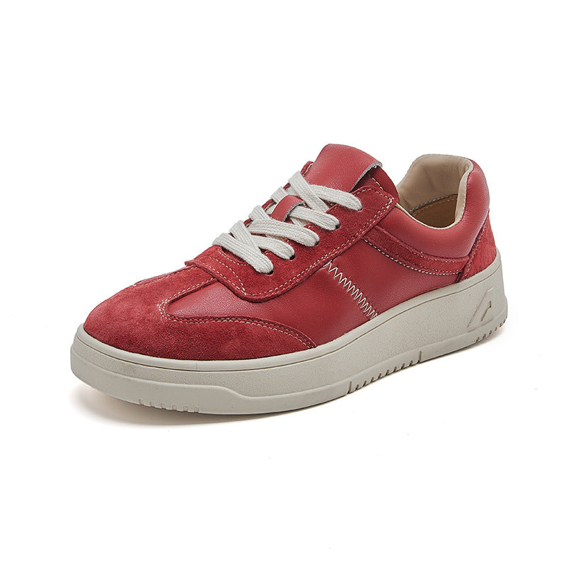 Women's First Layer Cowhide Easy Wear Flat Sneakers