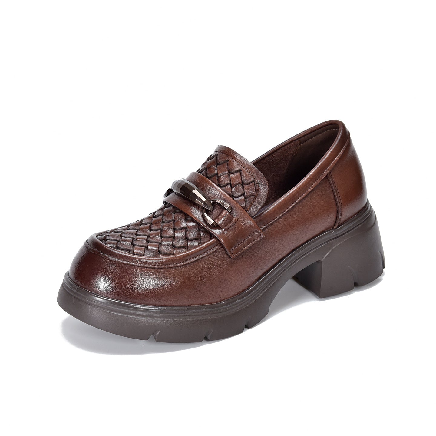 Women's Lightweight Platform Round Toe Genuine Commuter Cowhide Men's Shoes