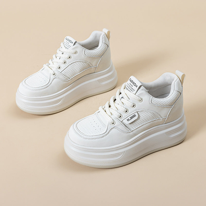 Women's Mesh White Thick Bottom Heighten Small Women's Casual Shoes
