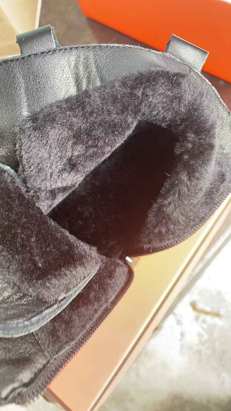 Thick Bottom Small Pumps British Style Round Head Martin Plus Boots