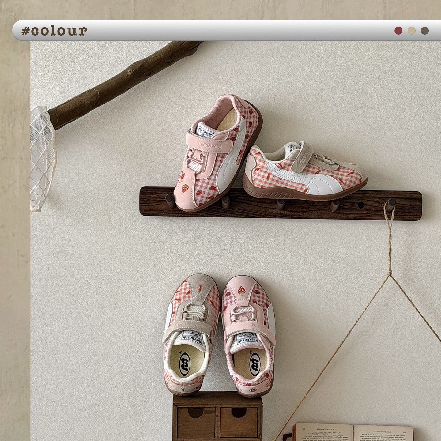 Strawberry Carrot Functional Breathable Plaid Racing Children's Sports Shoes