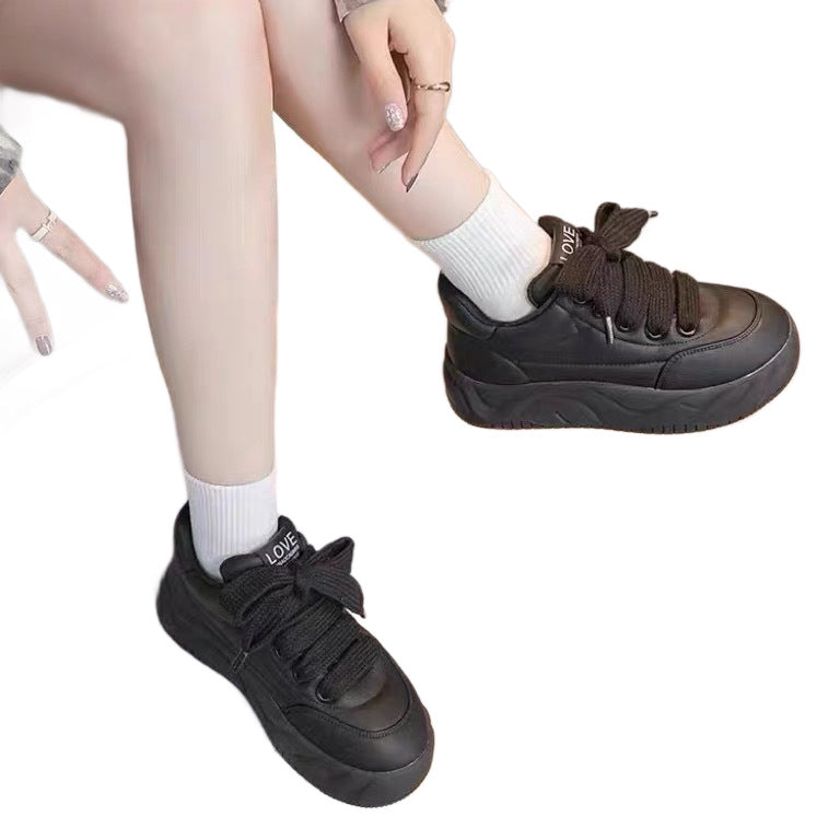 Thick Bottom Versatile Comfortable Bread Fashion Trends Height Increasing Women's Board Shoes