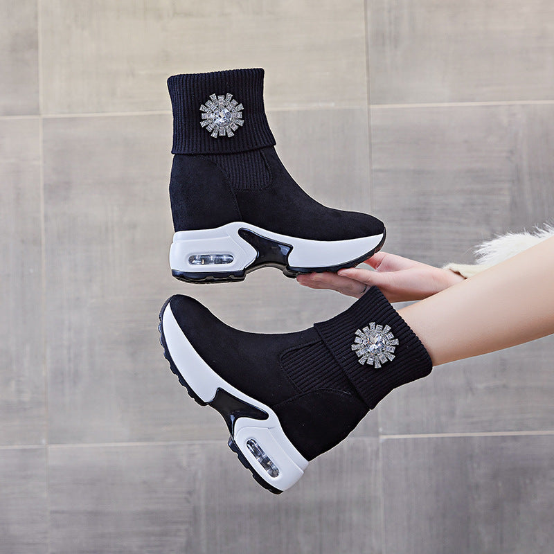 Hight Increasing Martin Female Wool Mouth Stretch Women's Shoes