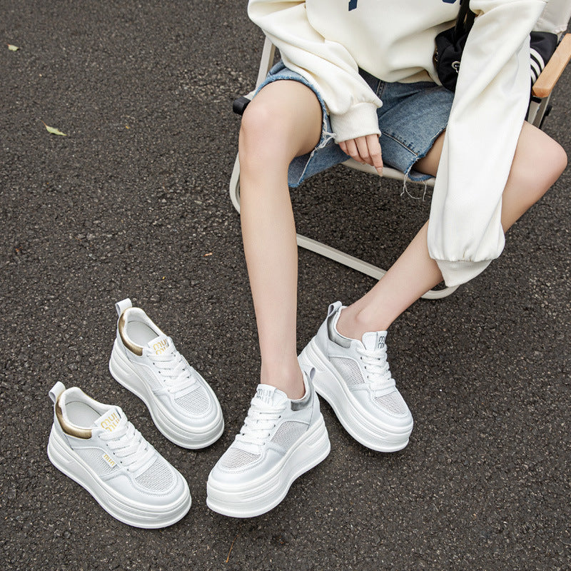 Women's Height Increasing Insole Breathable White For Platform Board Sneakers
