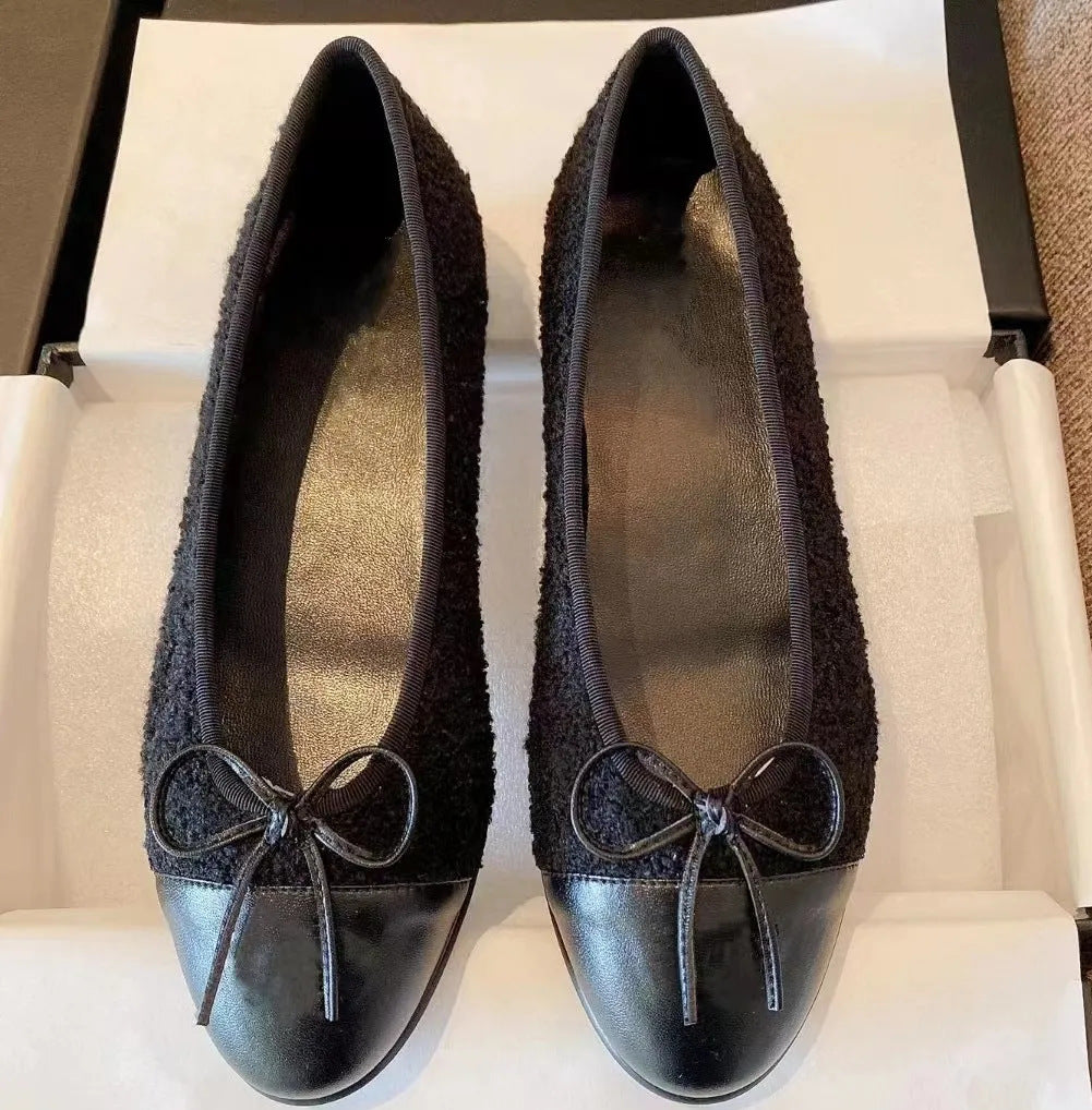 Women's Bowknot High Large Size Summer Pointed Temperament Chunky Heels
