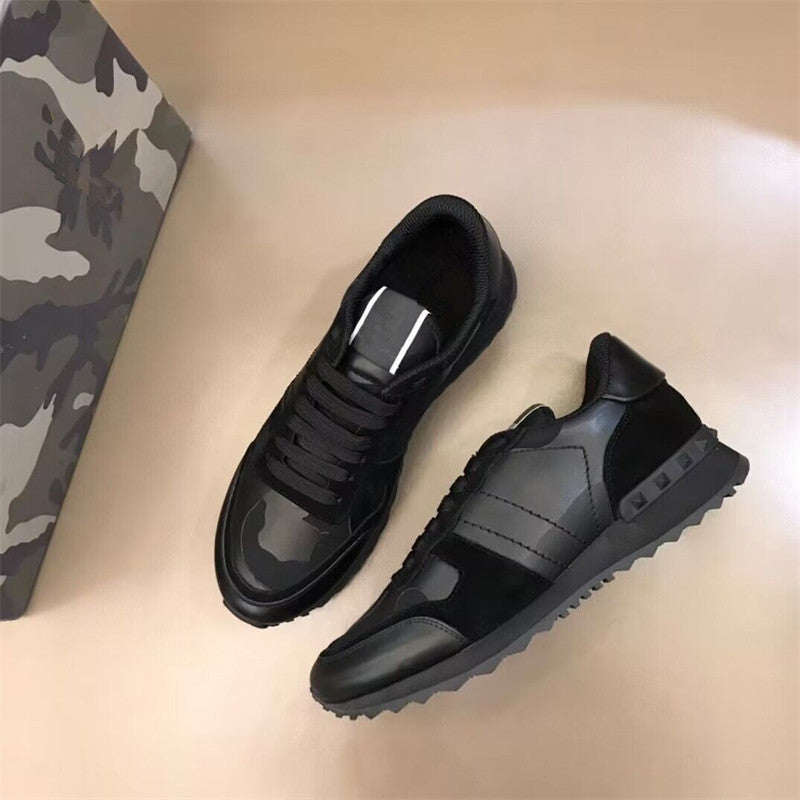 Men's Camouflage Rivet Platform Genuine Fashion Lace Up Increased Women's Casual Shoes