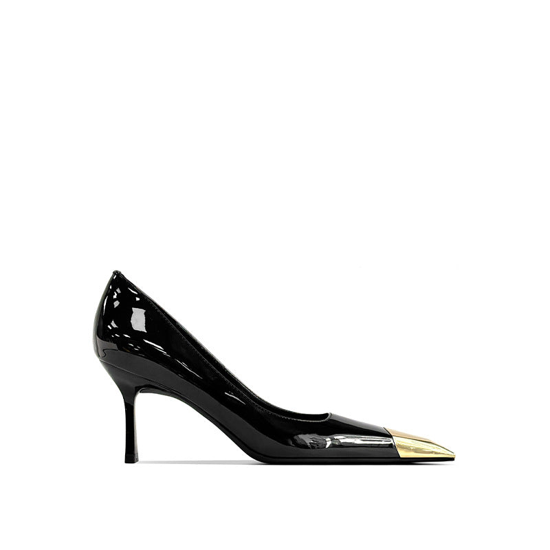 Women's Square Toe Sexy Stiletto Pumps Black Patent Women's Fashion Shoes