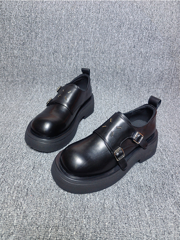 Women's Platform Round Head Slip-on Small British Style Loafers
