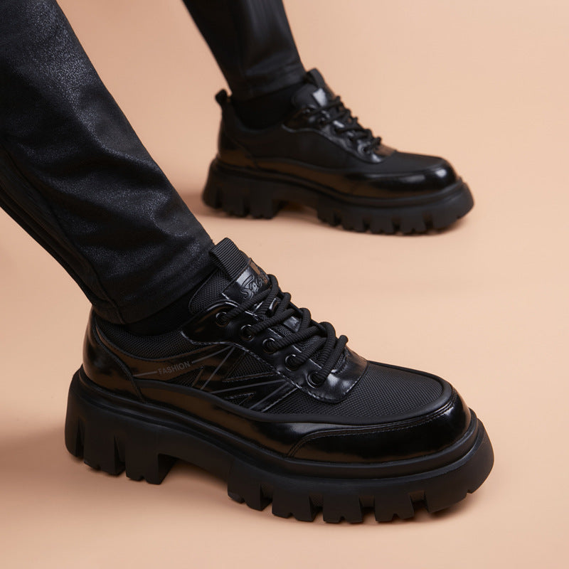 Men's Korean Style British Trend Thick Bottom Leather Shoes