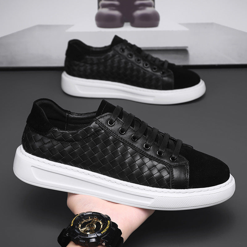Men's Fashionable High-grade Sports Slip-on Thick-soled Woven Light Men's Board Shoes
