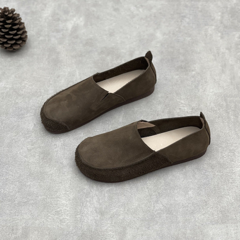 Men's Genuine Flat Slip-on Lightweight Fashion Vintage Leather Shoes