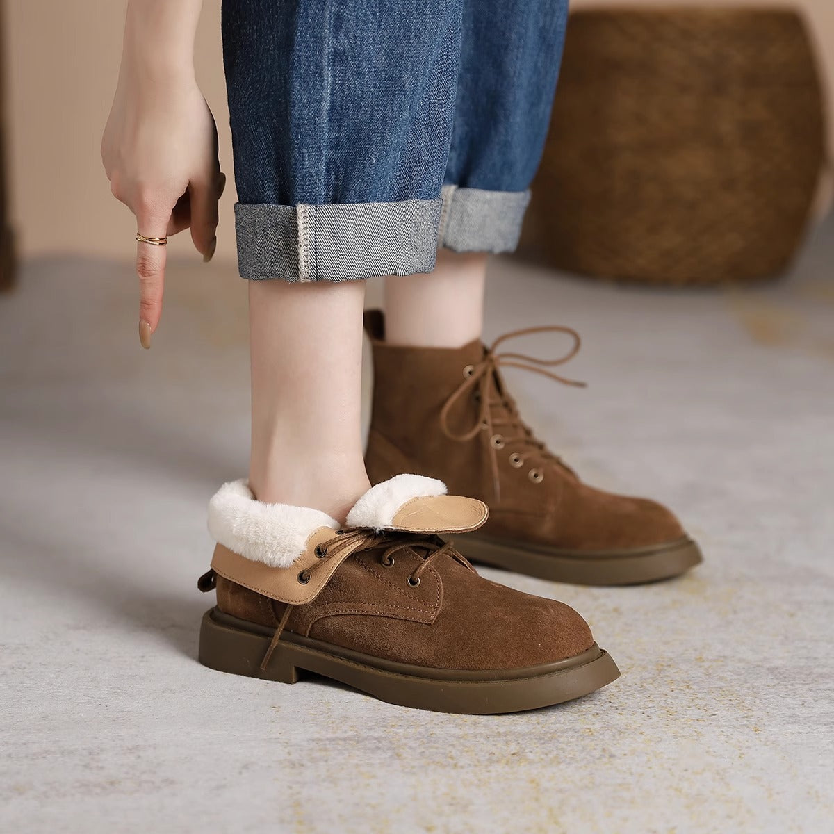 Style Martin Female Retro Brown British Women's Shoes