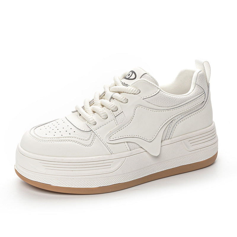 Women's White Platform Muffin Small Sports Clunky Casual Shoes