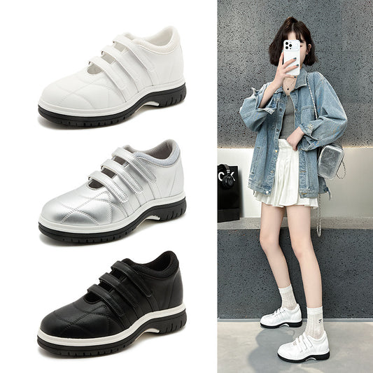 Height Increasing Insole Classic Style Three-line Velcro Diamond Women's Casual Shoes