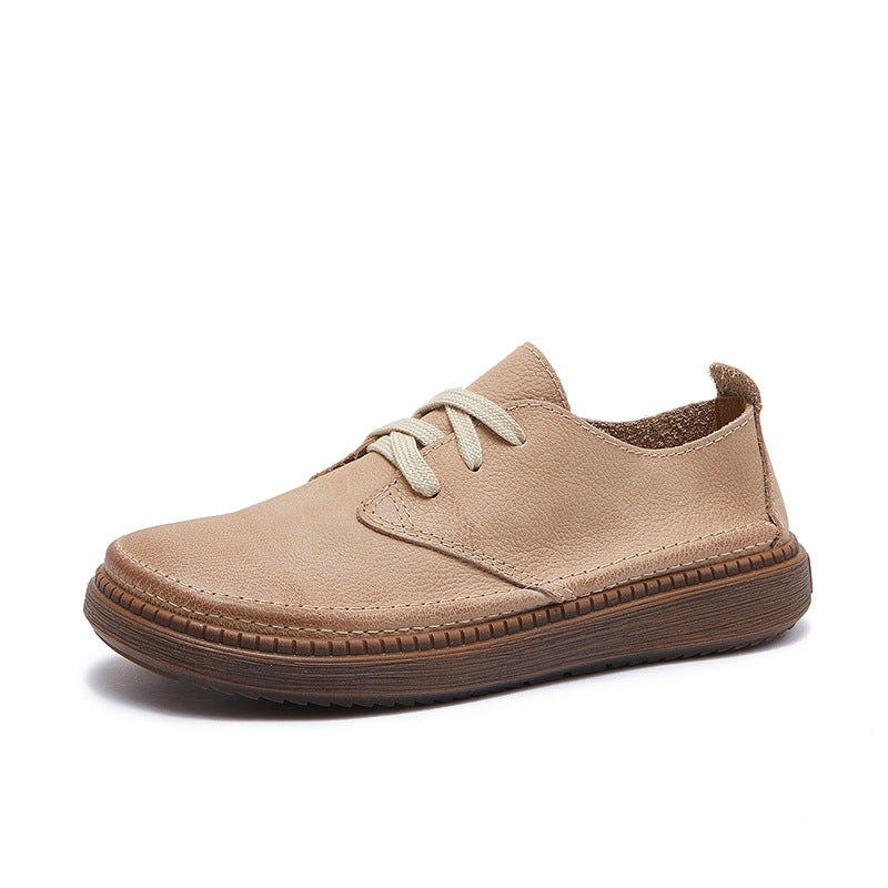 Women's Pumps Spring First Layer Cowhide Retro Casual Shoes