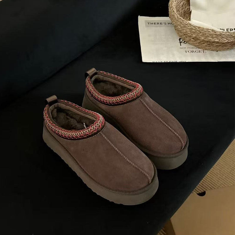 Sheepskin Fur One-piece Thick-soled Ethnic Style Knitted Belt Tasman Boots