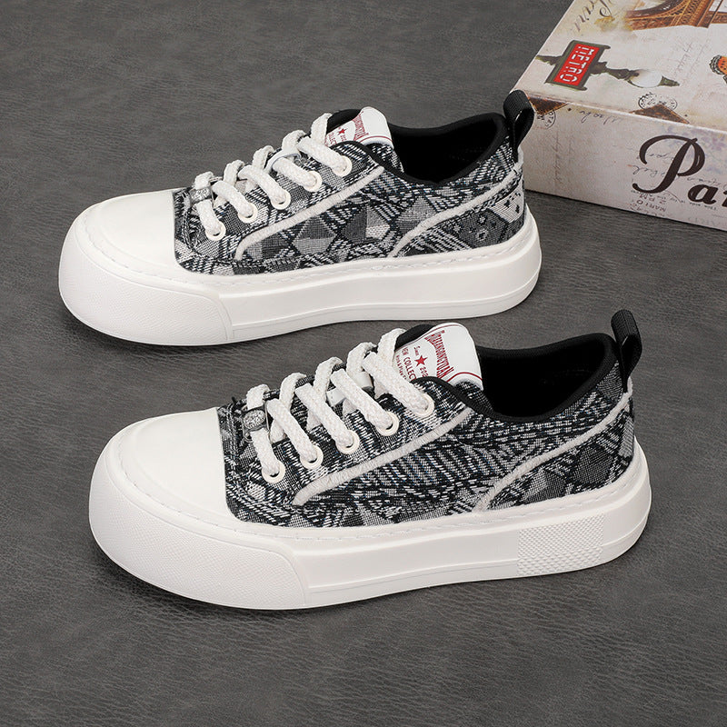 Men's Spring Chinese Style Breathable Plaid Lace Men's Shoes