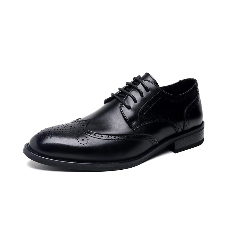 Men's Khaki Pointed British Style Elevator Height Men's Shoes