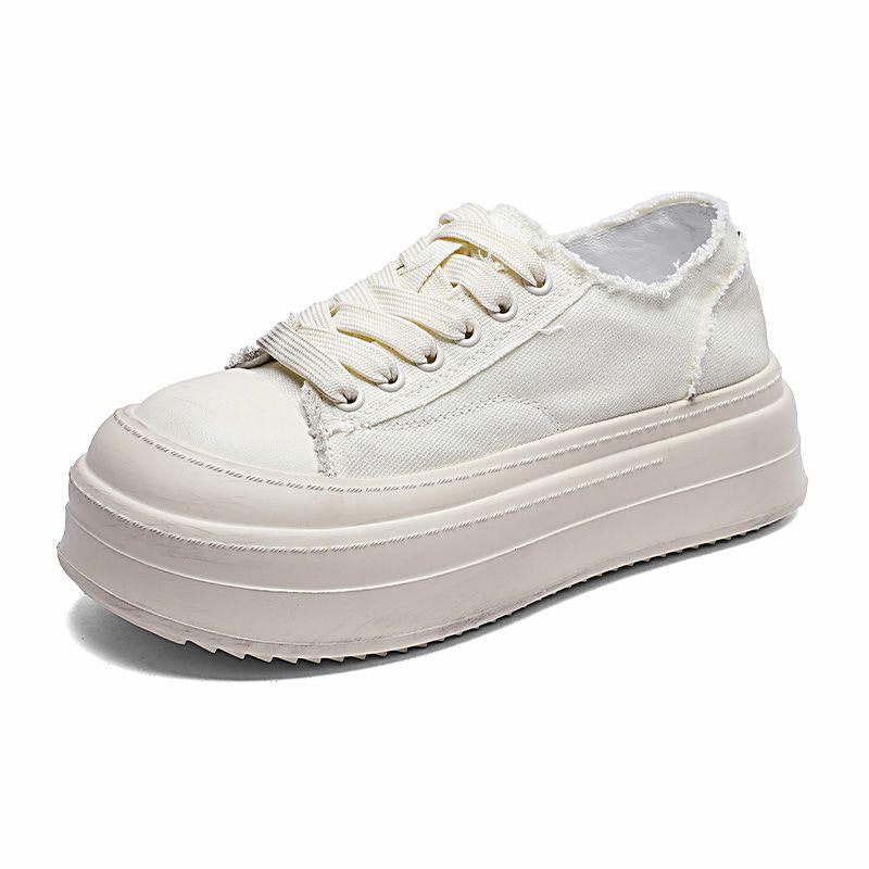 Women's Korean Brushed Platform Summer Big Toe Versatile Preppy Style Canvas Shoes