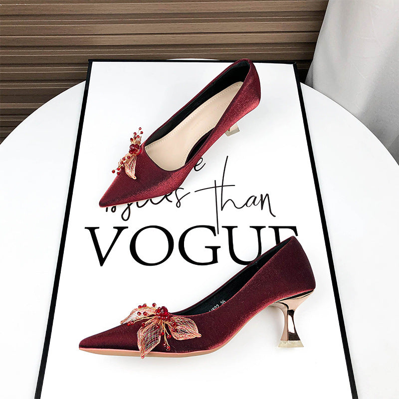 Women's Red Wedding High Chinese Toast Bridal Heels