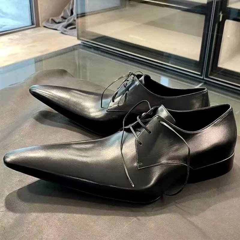Paris Pointed Toe Special Hairstylist Derby Men's Casual Leather Shoes