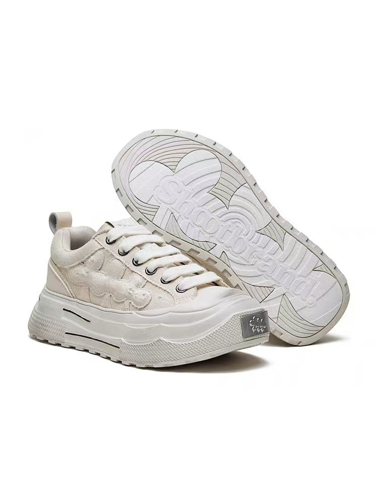 Women's Wang He's Gray Ensemble Series Vintage Plum Blossom Sneakers