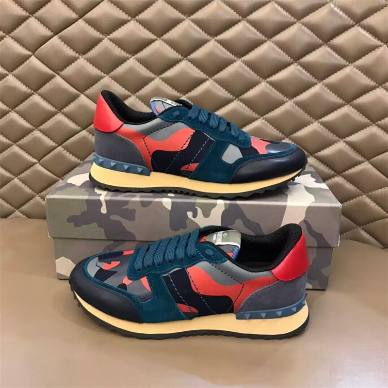 Men's Camouflage Rivet Platform Genuine Fashion Lace Up Increased Women's Casual Shoes
