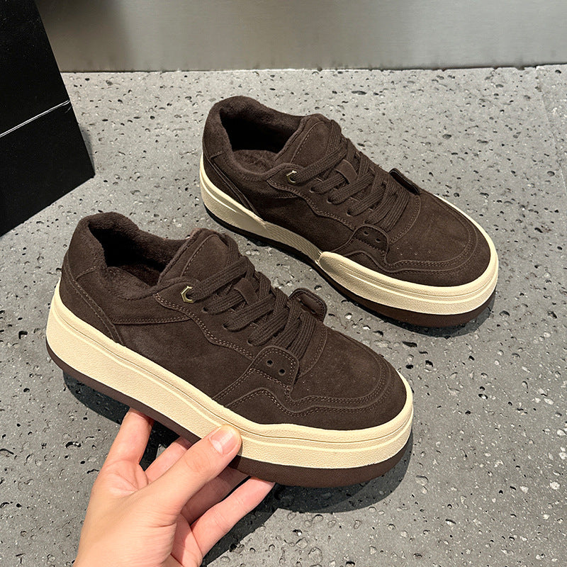 Women's Thick-soled Winter Small Height Increasing Platform Lace Women's Cotton Shoes