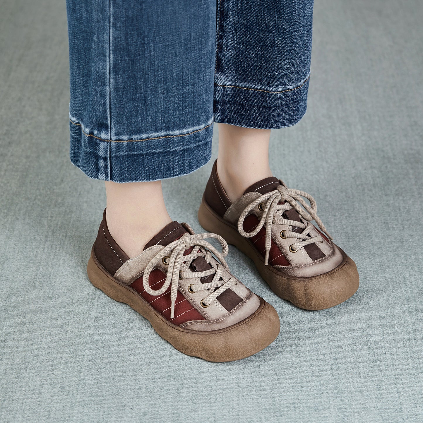 Women's Layer Cowhide Ugly Cute Spring Fashion Special Multicolor Women's Casual Shoes