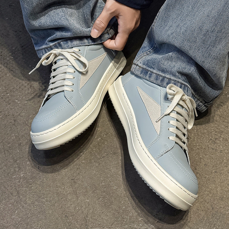 Men's Thick Sole Height Increasing Winter Plush Padded Blue White Green Men's Board Shoes