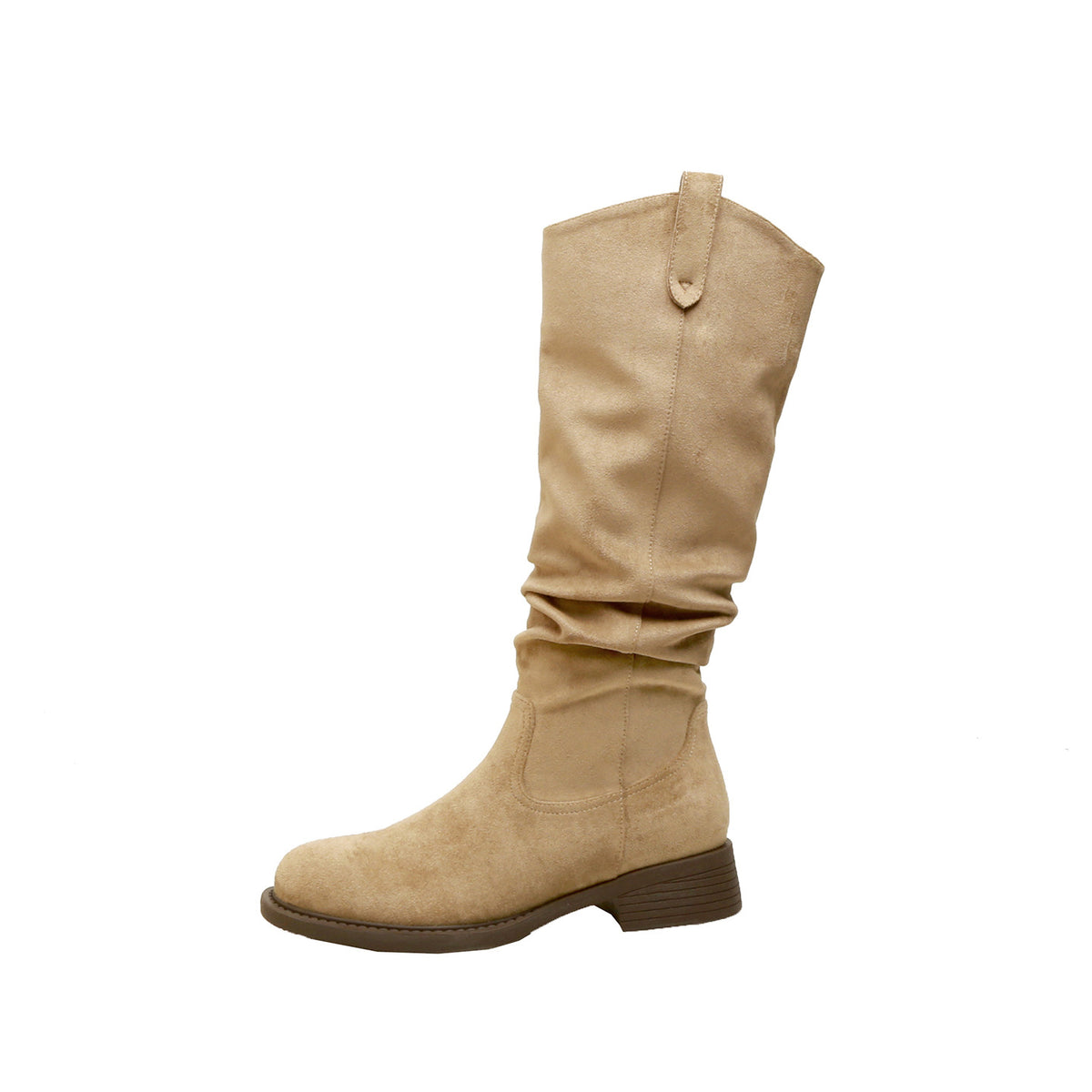 Women's Pleated Pile Style For Height Increasing Insole Chunky Western Cowboy Women's Leather Boots