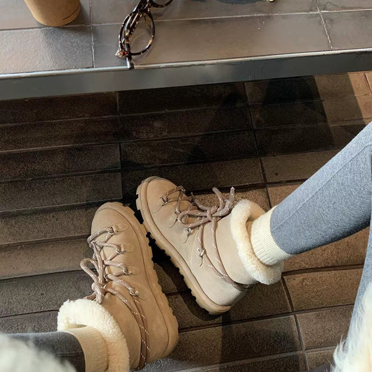 Women's Home Fur Integrated Warm Fleece-lined Versatile Snow Boots