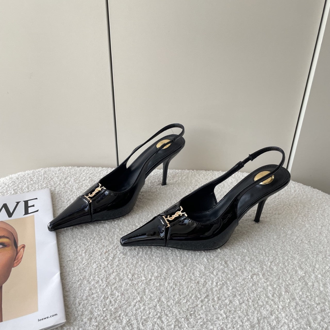Women's Spring Stiletto Metal Buckle Patent Fashion For Temperament Wild Heels