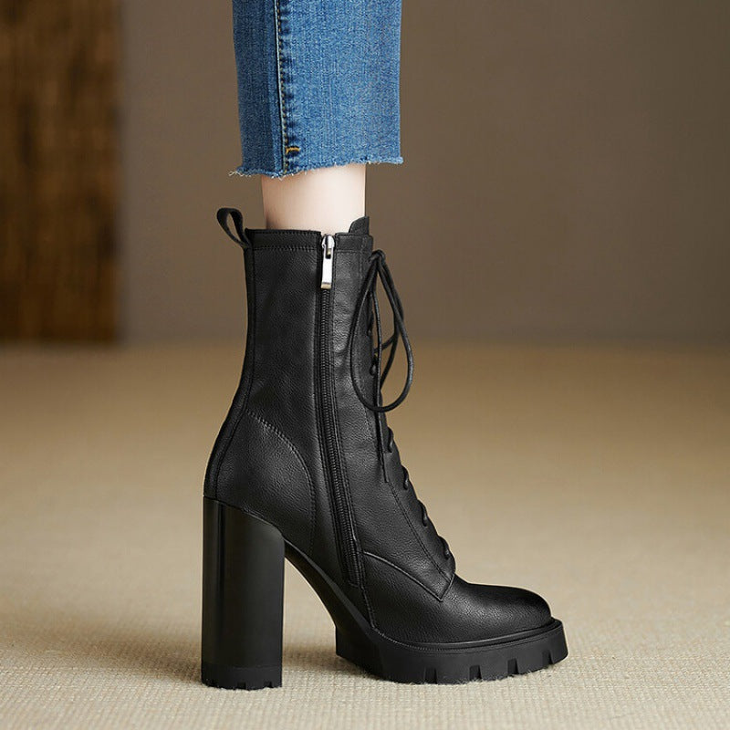 Women's High Fashion Mild Luxury Retro Women's Leather Boots