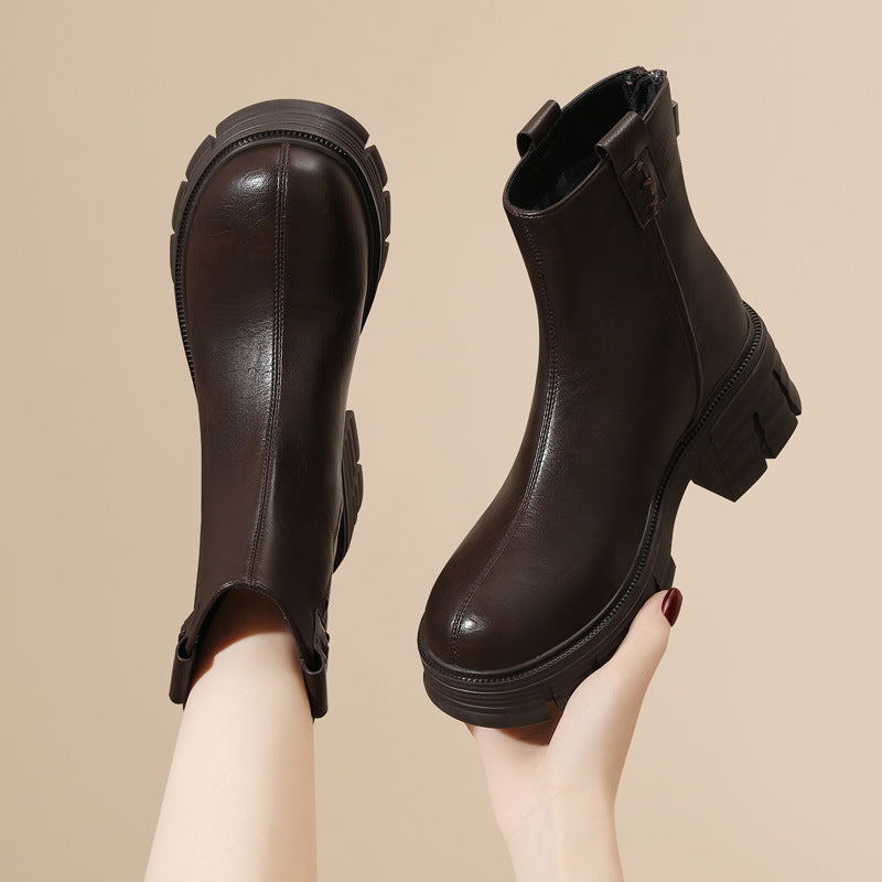 Women's Small Martin French Style Ankle Thick Boots