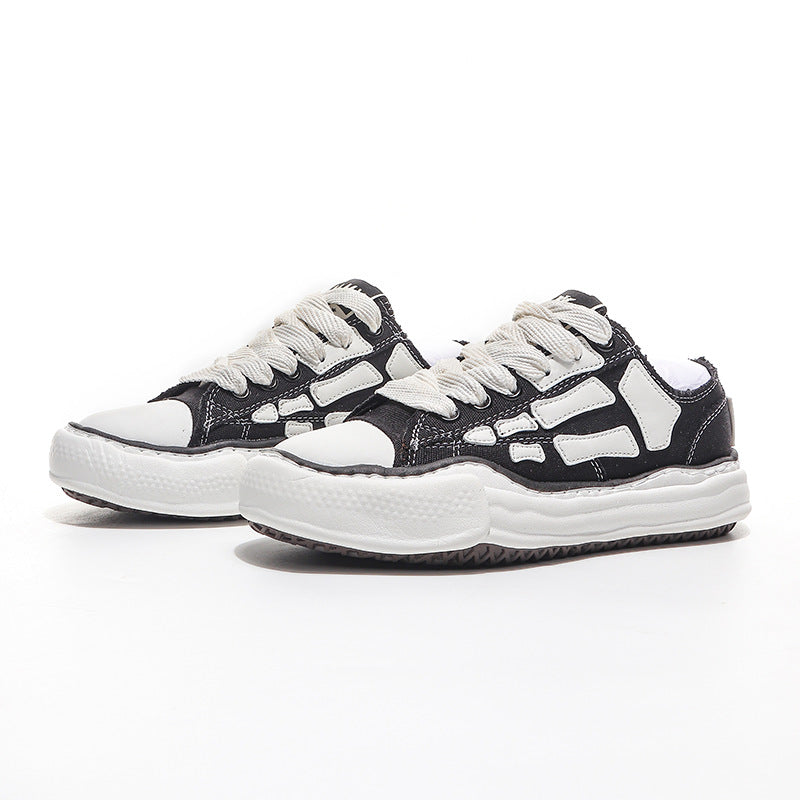 Men's Bone Dissoing Black White Platform For Men's Sports Shoes